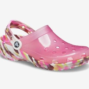 Crocs Classic Translucent Marbled Clog Fuchia Fun Women 10/Men 8 NEW